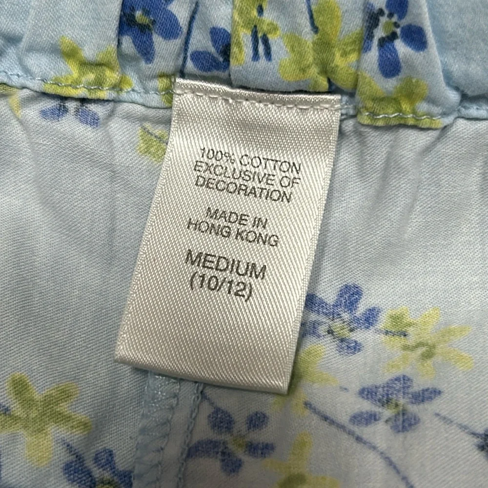 Medium 100% cotton light blue floral pajama pants